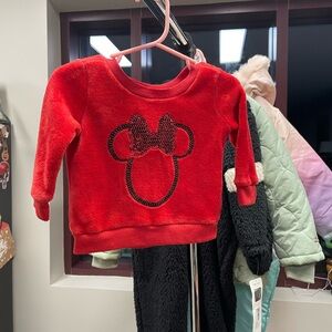 Minnie 12m sequin sweater with red polka dot leggings